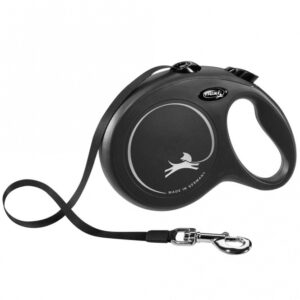 FLEXI Rollleine New CLASSIC Gurt - 8m, bis 50 kg - Schwarz