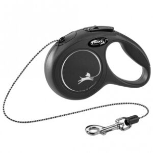 FLEXI Rollleine New CLASSIC Seil - 3m, bis 8 kg - Schwarz