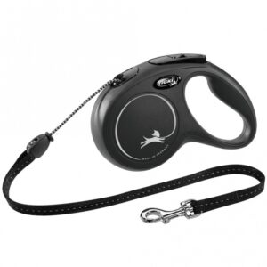 FLEXI Rollleine New CLASSIC Seil - 5m, bis 20 kg - Schwarz