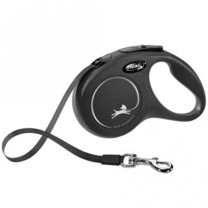 FLEXI Rollleine New CLASSIC Gurt - 5m, bis 15 kg - Schwarz