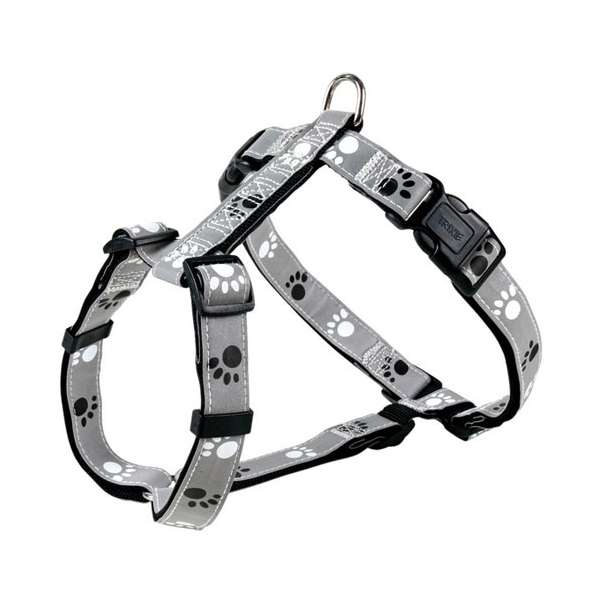 Trixie Geschirr Silver Reflect - Pfotenmotiv - 36?40 cm / 15mm