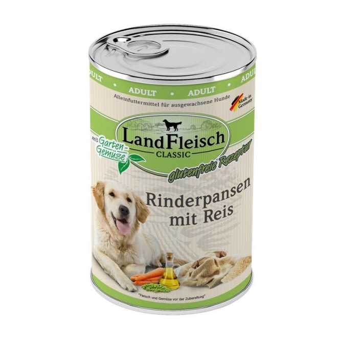 Landfleisch Dog Classic Rinderpansen mit Reis & Gartengemüse - 400 g