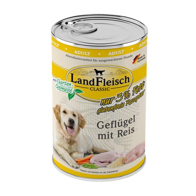 Landfleisch Dog Classic Geflügel mit Reis & Gartengemüse extra mager - 800 g