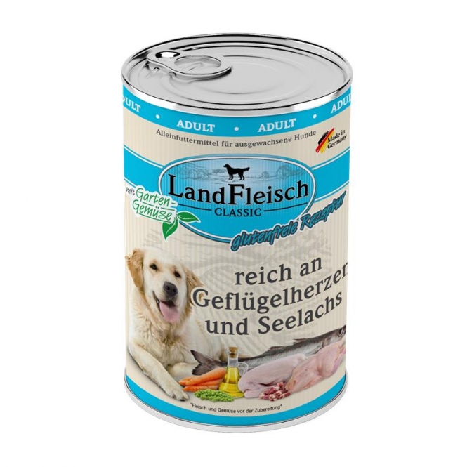 Landfleisch Dog Classic Geflügelherzen & Seelachs mit Gartengemüse - 800 g