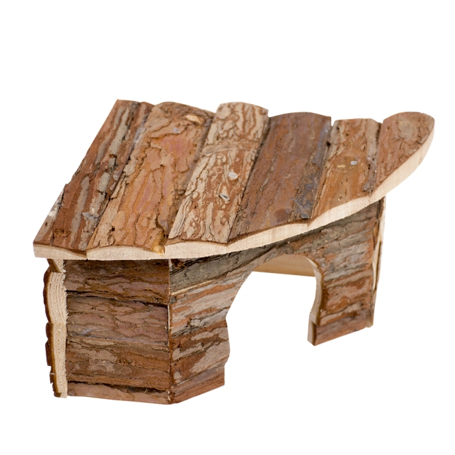 Duvoplus Eck-Kleintierhaus mit Rinde - 22 x 22 x 13 cm