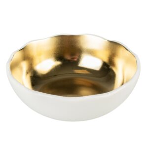 Duvoplus Keramiknapf Stone Organic - weiß/gold - 700 ml - 16,5x16,5x7 cm