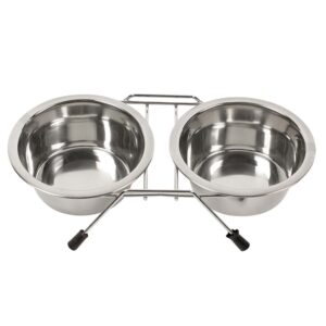 Duvoplus Edelstahl Doppel-Napfständer - 2x 240 ml / 11 cm