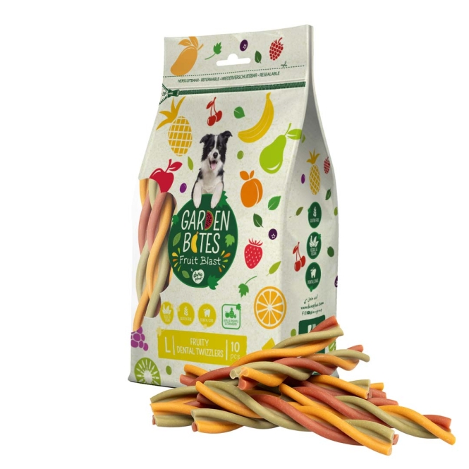 Garden Bites Fruity Dental Twizzlers - L - 16 cm / 10 Stück