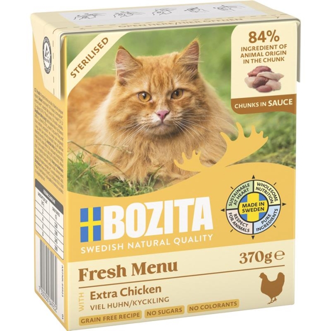 Bozita Cat Tetra Recard Häppchen in Sauce Sterilised mit viel Huhn 370 g