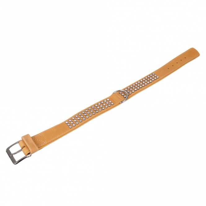 Karlie Buffalo Strass-Halsband - Hellbraun - 3-reihig, 60 cm/40mm