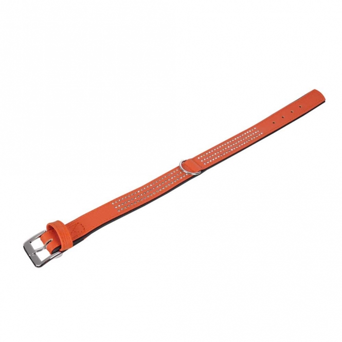 Karlie Vintage Strass Halsband - Mandarine - 3-reihig, 50 cm/30mm
