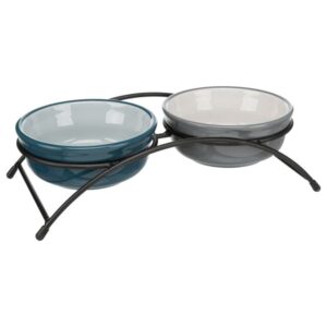 Trixie Napf-Set, Keramik/Metall - petrol/grau - 2 × 0,25 l