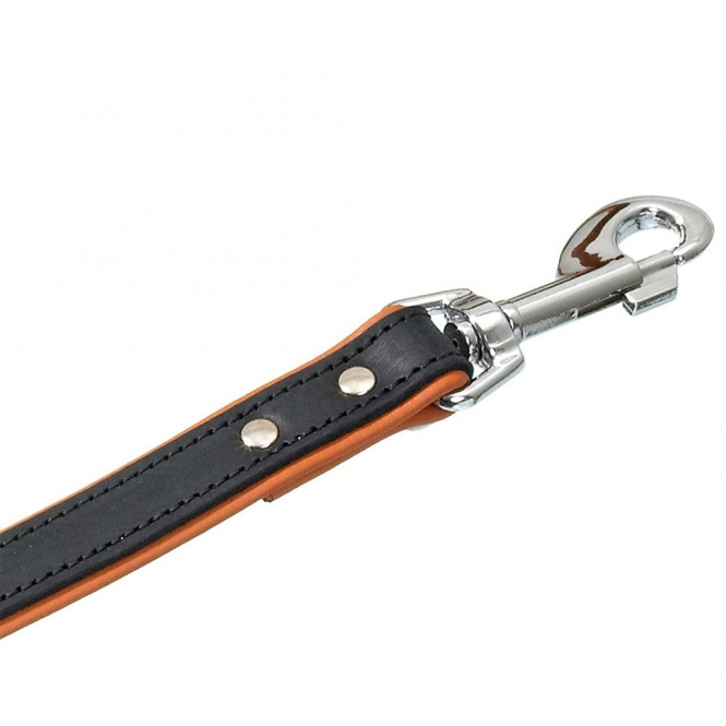 Karlie Rodeo Leine genietet, 22mm 100 cm - schwarz/cognac – Bild 2
