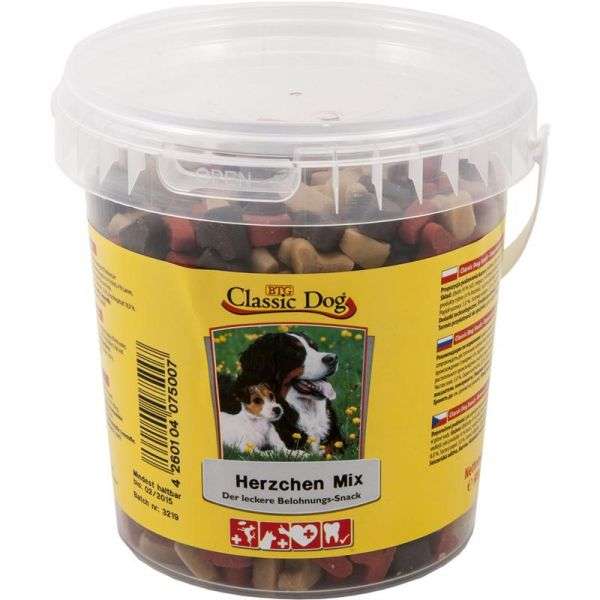 Classic Dog Snack Herzchen Mix Eimer 500 g